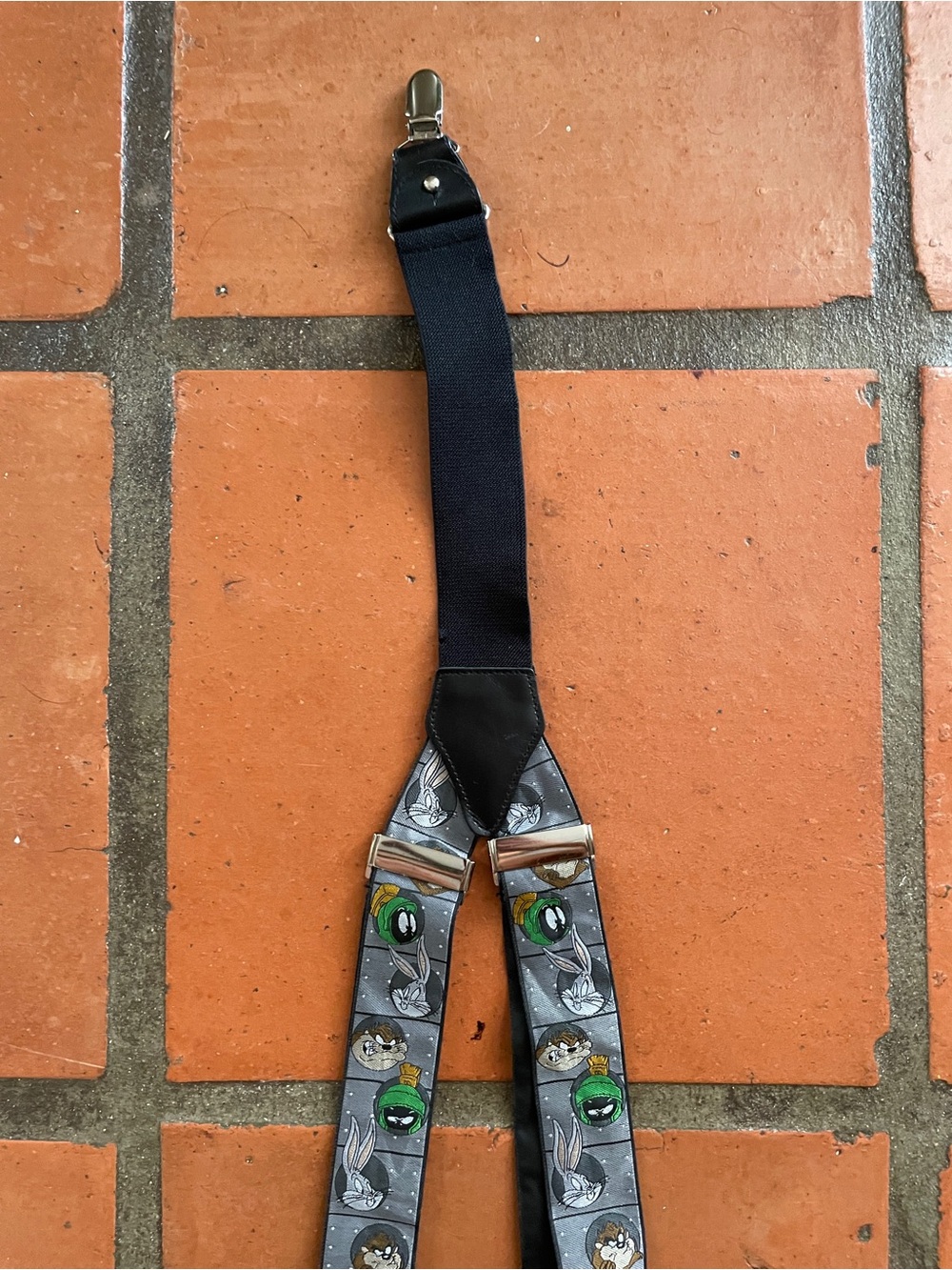 Warner Bros. Gray and Black Looney Tunes Character Suspenders